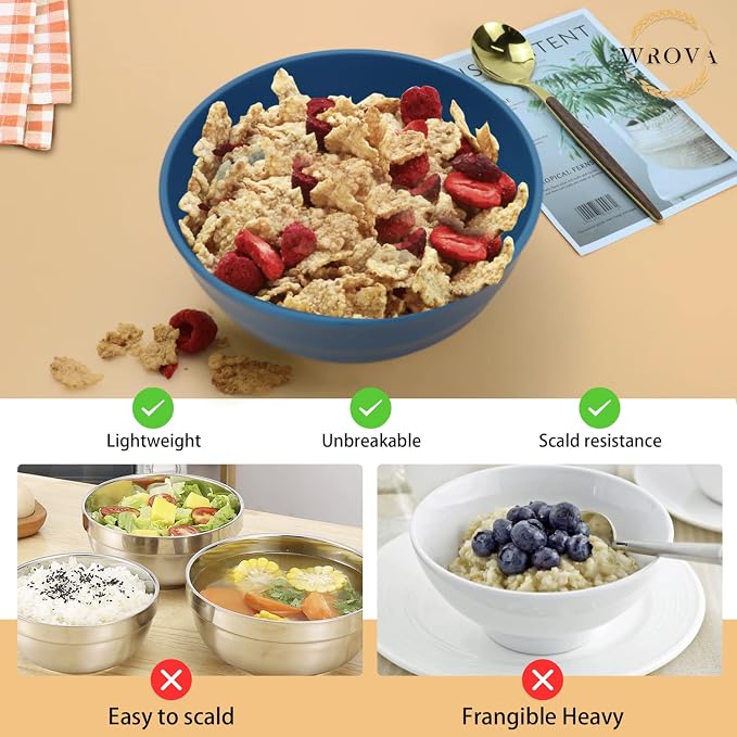 Wheat Straw Bowls Set 60 OZ Unbreakable Large Cereal Bowls Set of 6 Microwave - Image 4