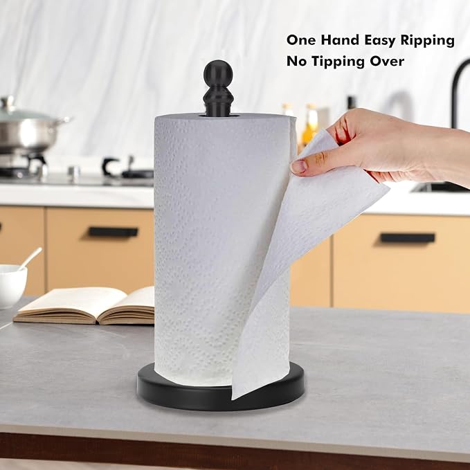 Black Paper Towel Holder Countertop, Standing Paper Towel Roll Holder - Image 2