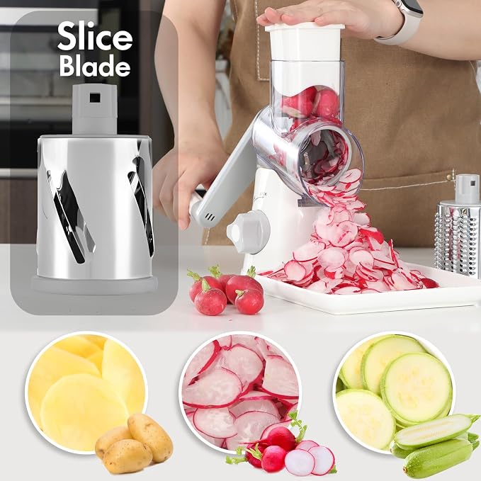 Rotary Cheese Grater with Handle, Kitchen Speed Hand Crank Vegetable Slicer - Image 4