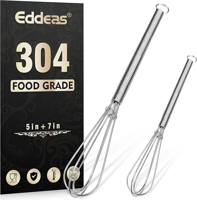 Eddeas Mini whisk, Small Whisk 2 Pieces, 5in and 7in 304 Stainless steel Wire by Eddeas