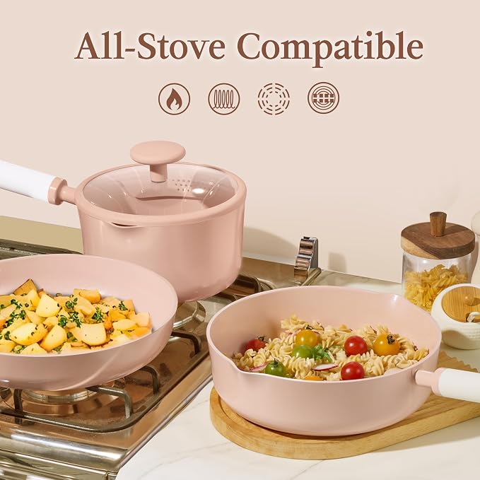 CAROTE Ceramic Cookware Set Nonstick, Non-Toxic & PFAS-Free, Dishwasher - Image 6