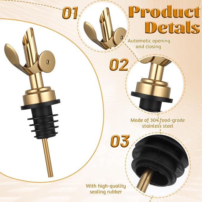 2 PCS Weighted Stainless Steel Bottle Pourers, Olive Oil Dispenser Spout - Image 3