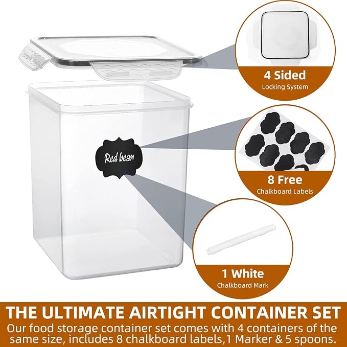 5.2L 4-Pack Airtight Food Storage Containers - Image 3