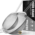 Walfos Large Fine Mesh Strainer 9.35" & 7.8", Stainless Steel Mesh Sieve by Walfos