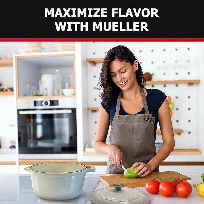 MUELLER HOME 4.5 QT Enameled Cast Iron Dutch Oven, Heavy-Duty Casserole Dish - Image 7