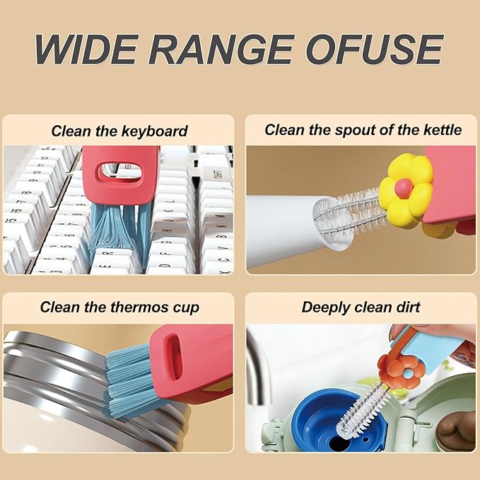 3 in 1 Cup Lid Gap Cleaning Brush Set, Bottle Cleaning Brush Multifunctional - Image 4