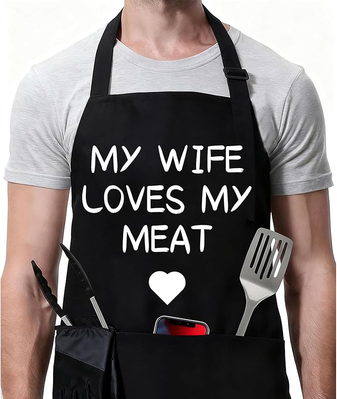 Rosoz Funny BBQ Black Chef Aprons by Rosoz