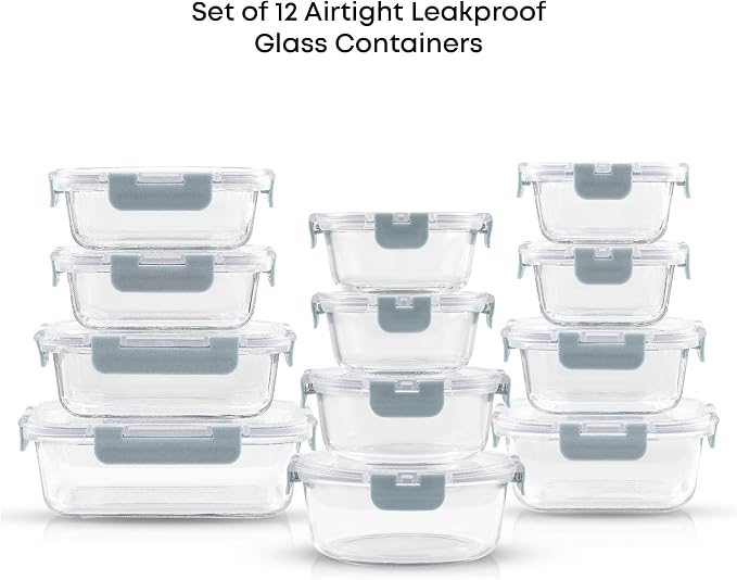JoyJolt 24pc Borosilicate Glass Storage Containers - Image 3