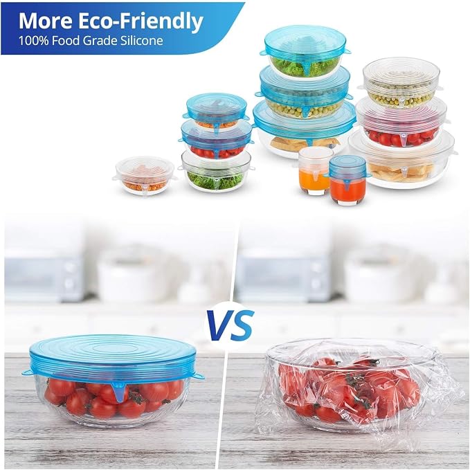 Silicone Stretch Lids, Zero Waste Reusable Silicon Container Lid Covers - Image 4