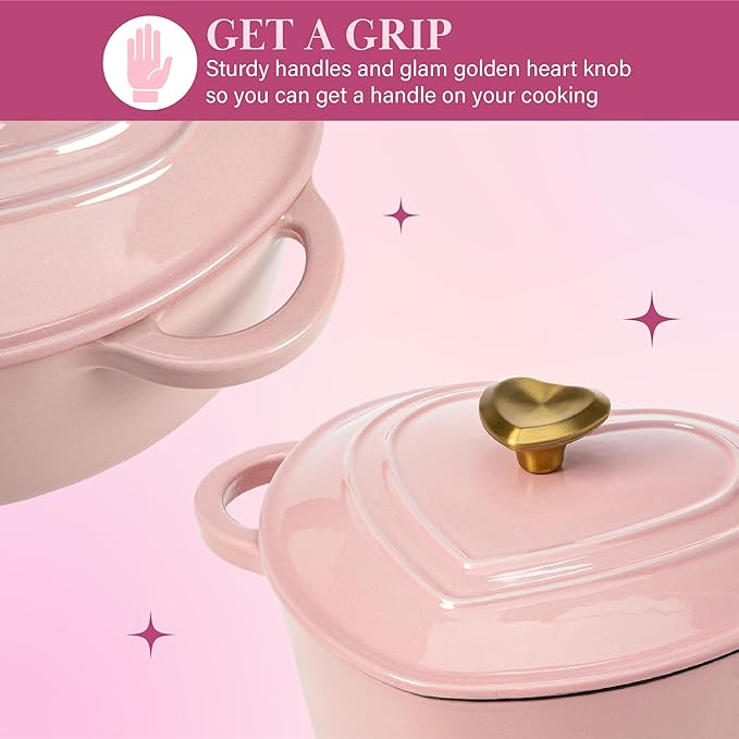 Paris Hilton Enameled Cast Iron Dutch Oven Heart-Shaped Pot - Image 5