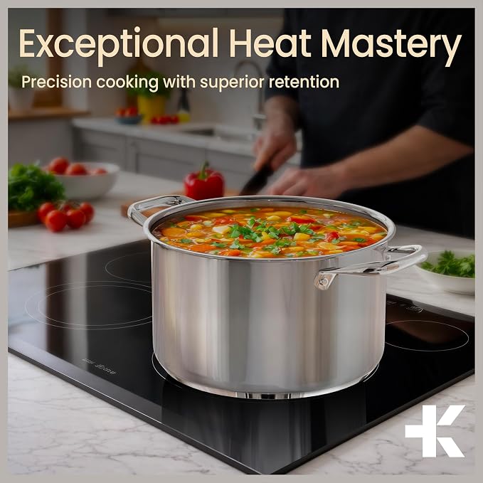 Stainless Steel Stockpot with Tempered Glass Lid 8 Quart, Durable 18/0 - Image 9