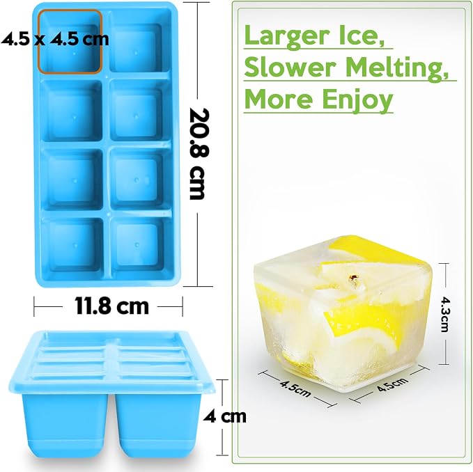 Large Ice Cube Trays with Lid, Jrisbo 2 Pack Stackable Silicone Ice Cube Molds - Image 7