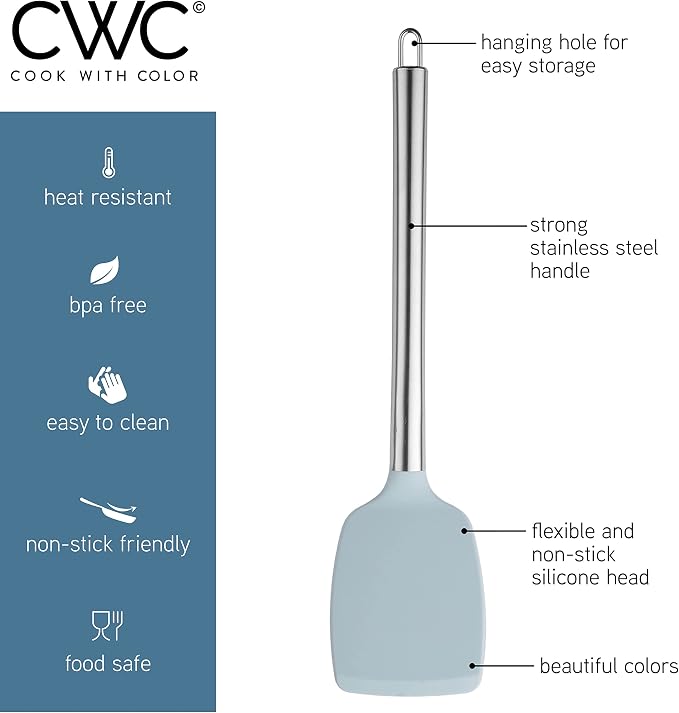 COOK WITH COLOR Silicone Cooking Utensils, Kitchen Utensil Set, Cooking Utensils - Image 6