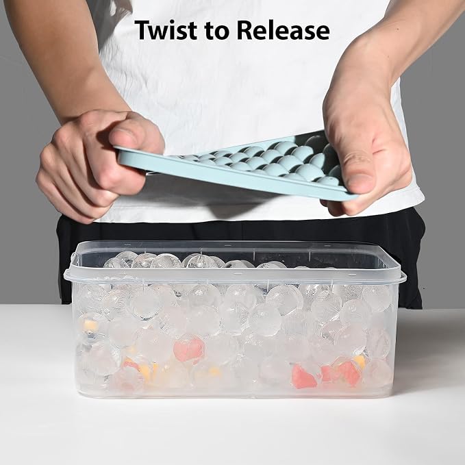 Ice Cube Trays with Lid and Bin, 1.0 IN Small Round Ice Cube Mold - Image 6