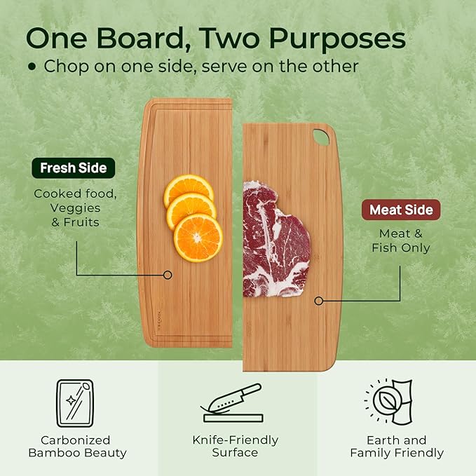 Keechee Dishwasher Safe Bamboo Cutting Board, Lightweight & Durable Wood - Image 4