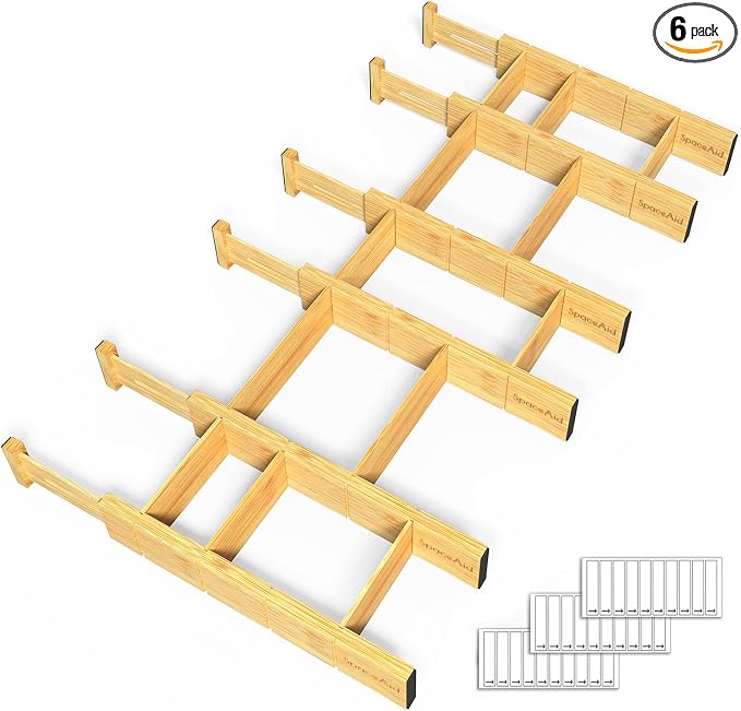 SpaceAid Bamboo Drawer Dividers by SpaceAid