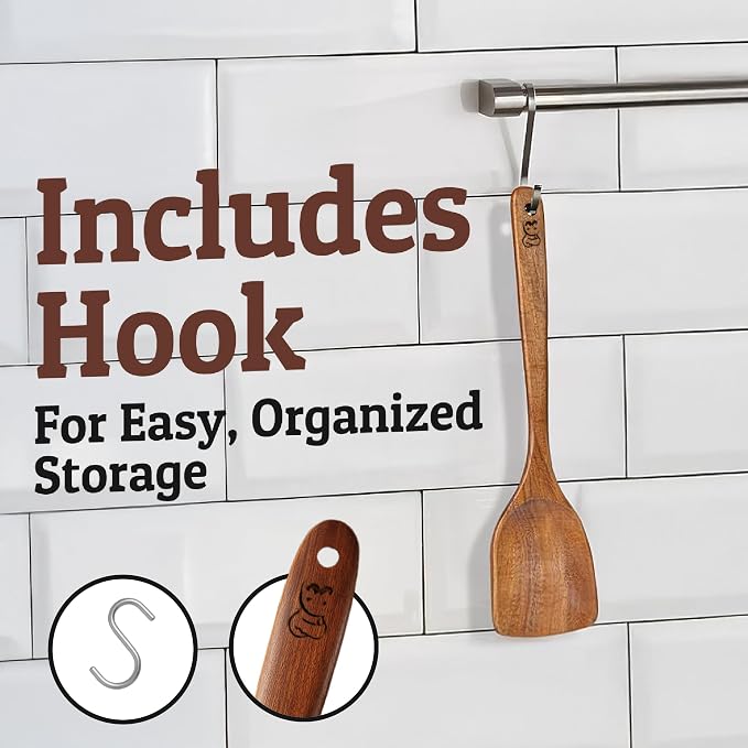 PriorityChef Premium Teak Flat Wooden Spatula - Image 5