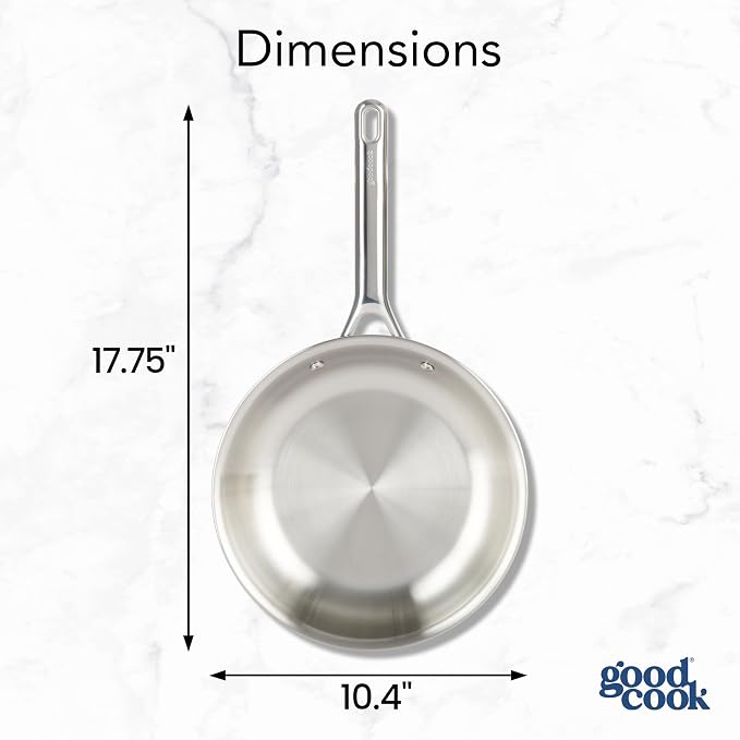 GoodCook Stainless Steel Fry Pan 10-Inch, Oven-Safe to 500F & Induction-Safe - Image 2