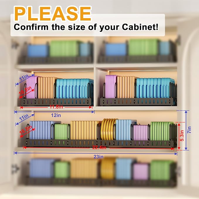 Expandable Food Container Lid Organizer, Large Capacity Adjustable 8 Dividers - Image 4