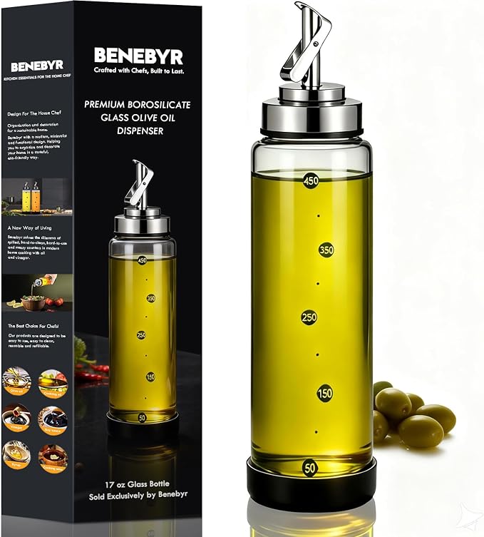 Glass Olive Oil Dispenser Bottle by Benebyr