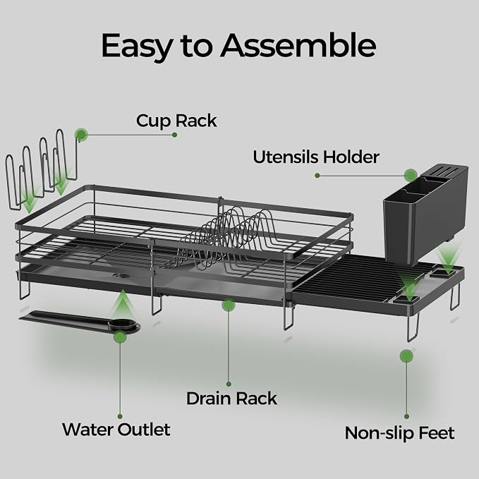 Large Dish Drying Rack, Expandable Dish Rack, Stainless Steel Dish Racks - Image 6