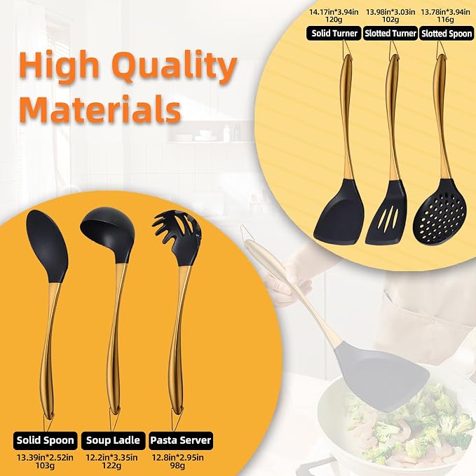 Kitchen Utensils Set, Large Non-stick Silicone Cooking Utensils Set 6 Pcs - Image 6