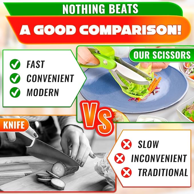 Salad Scissors for Chopped Salad – Multiblade Cooking Scissors for Kitchen - Image 6