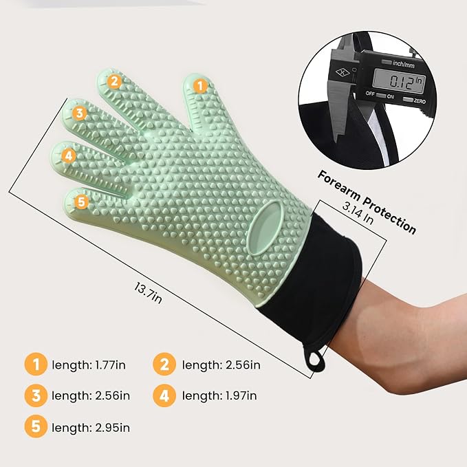 GEEKHOM BBQ Gloves Heat Resistant Oven Mitts - Image 8