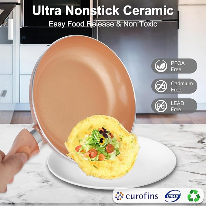 M MELENTA Pots and Pans Set Ultra Nonstick, Pre-Installed 11pcs Cookware Set - Image 3