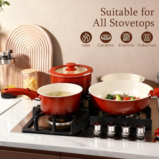 GIPP 11PCS Ceramic Pots and Pans Set Non Stick, Nonstick Cookware Set - Image 6