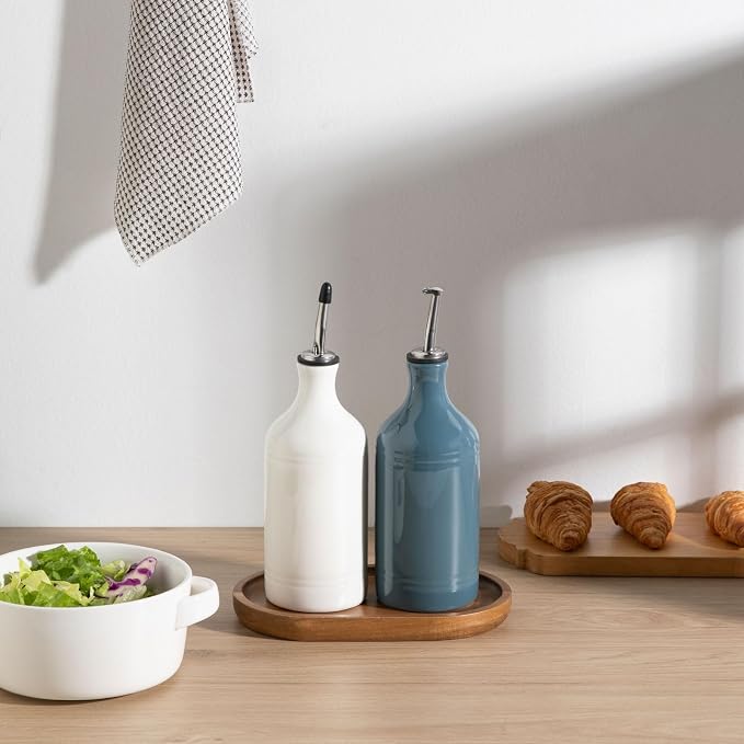 Sweejar Ceramic Olive Oil Dispenser Bottle Set, Opaque Oil Cruet Protects to - Image 5