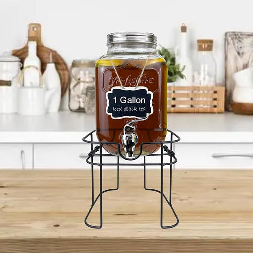 1 Gallon Glass Drink Dispenser for Parties, HENABLE Beverage Dispensers - Image 2