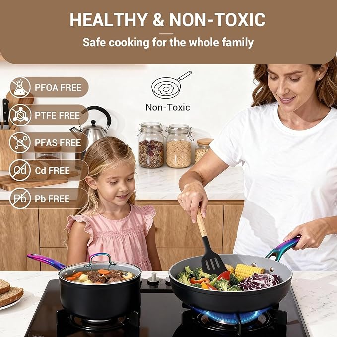 Ammeloo 17 Pcs Ceramic Cookware Set, Induction Pots and Pans Set Non Stick - Image 8