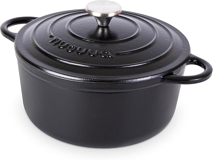 Cast Iron Pot with Lid – Non-Stick Ovenproof Enamelled Casserole Pot, Oven Safe by Nuovva