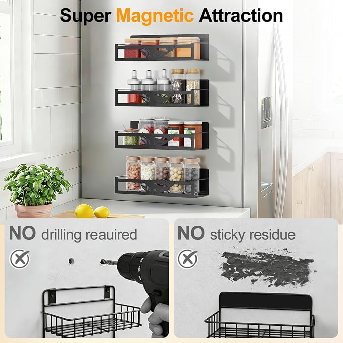 Magnetic Spice Rack for Refrigerator, Magnetic Shelf for Fridge Space Saving - Image 7