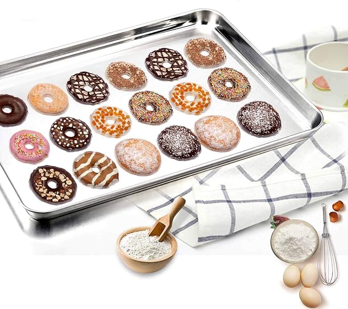 TeamFar Baking Sheet, Stainless Steel Baking Pan Cookie Sheet, Healthy & Non - Image 3