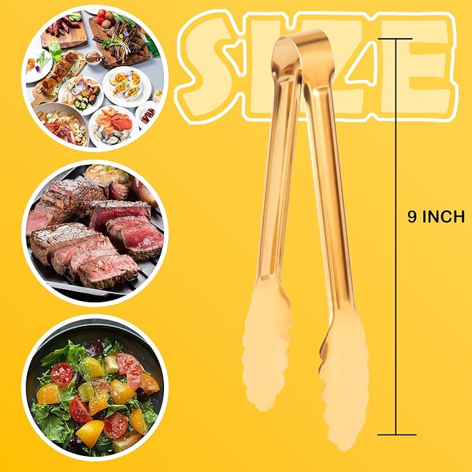 4 Pack Gold Serving Tongs, Metal Serving tongs, - Image 6