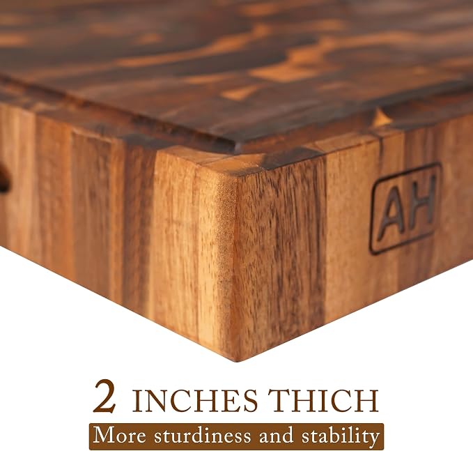 AZRHOM Extra Large Thick Walnut Wood End Grain Cutting Board 20x15x2 In - Image 2