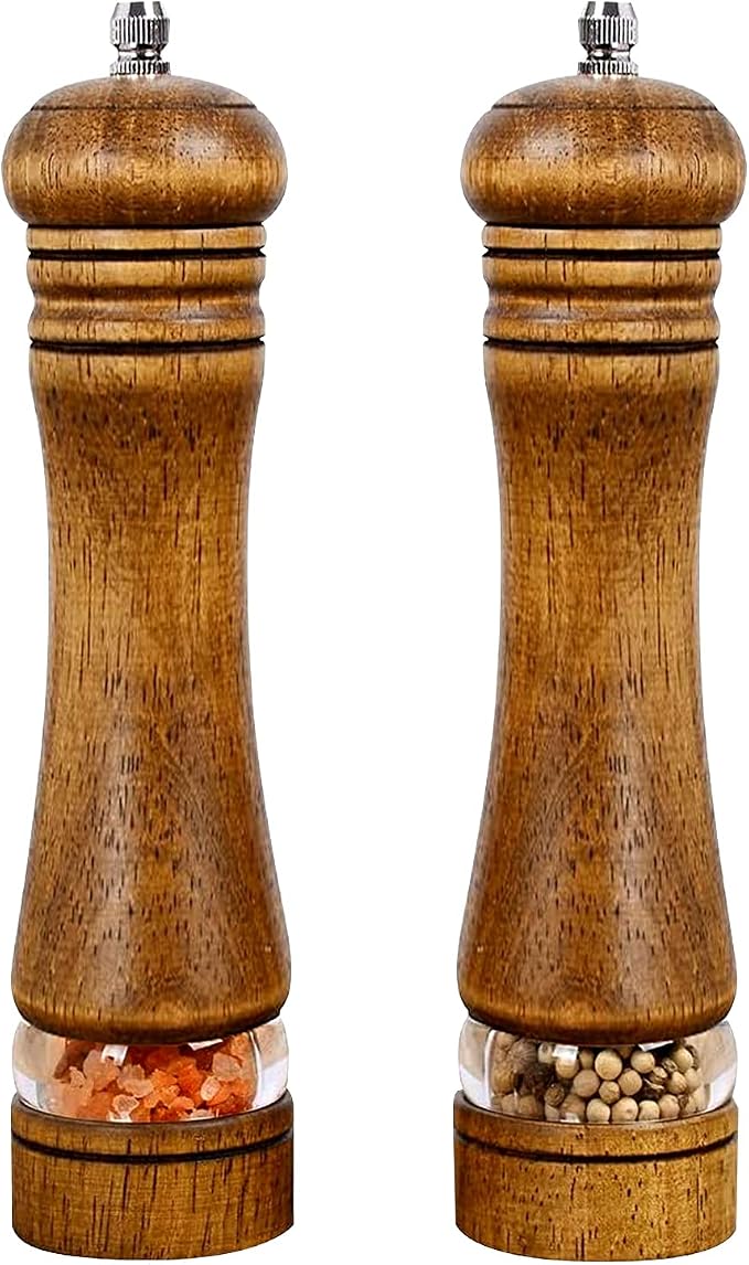 Haomacro Pepper Grinder, Wood Salt and Pepper Mills Set, Classic Manual Spice by Haomacro