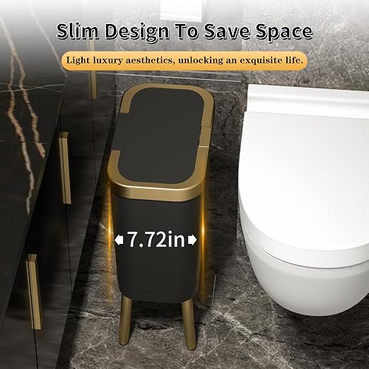 Procade Office Trash Can with Lid, Modern Narrow Garbage Can with Legs - Image 3