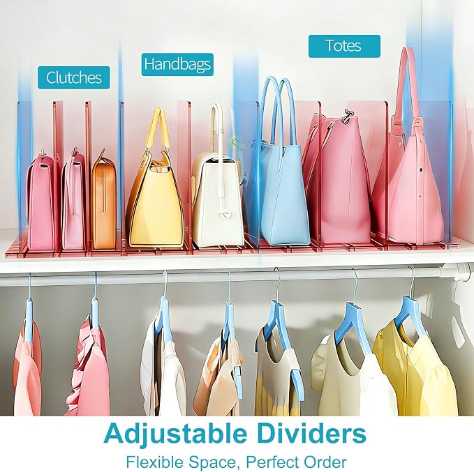 SortNStore Purse Organizer for Closet: Shelf Dividers Adjustable Acrylic Bag - Image 3