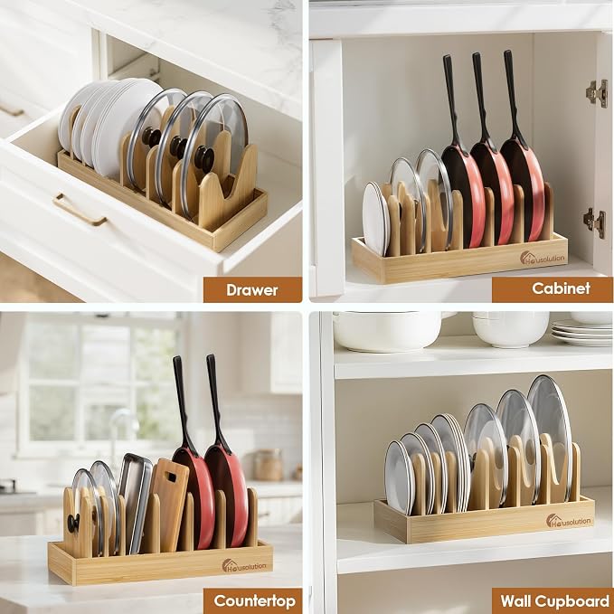 Housolution Bamboo Pot and Pan Organizer - Image 7