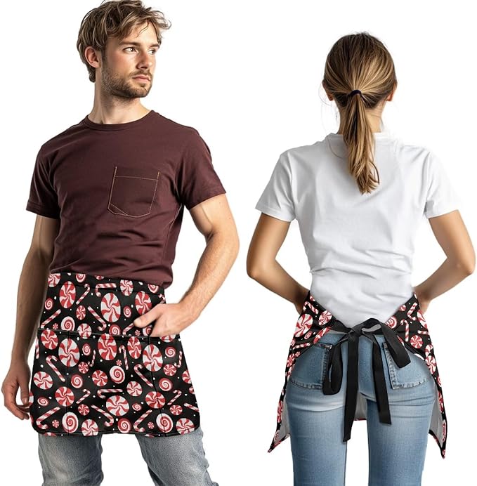Server Apron with 3 Pockets, Waterproof Oil Waitress Waiter Half Apron - Image 3