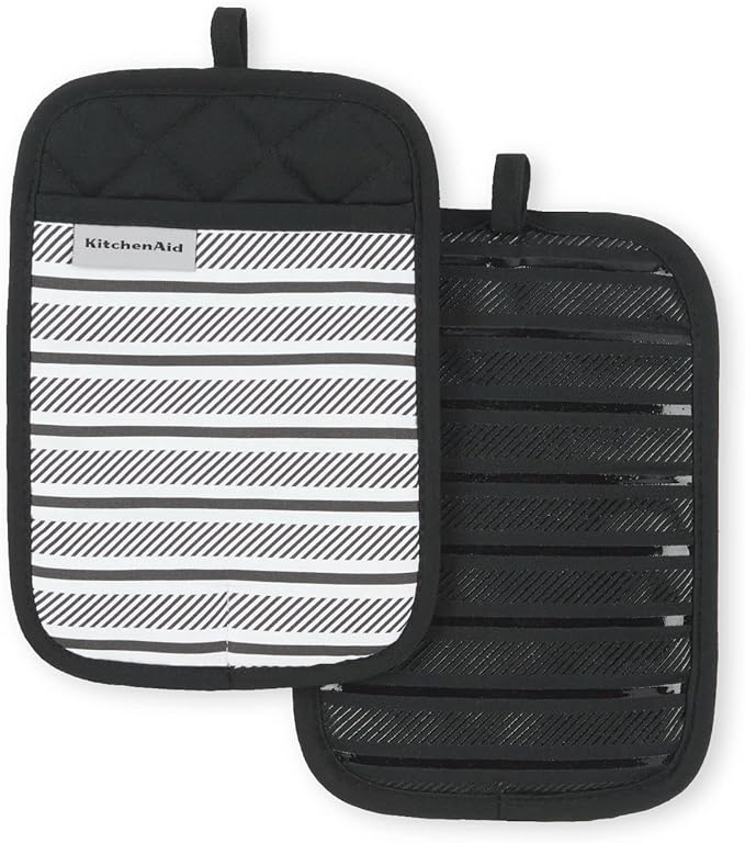 KITCHENAID Albany Pot Holder 2-Pack Set, Matte Black by KitchenAid