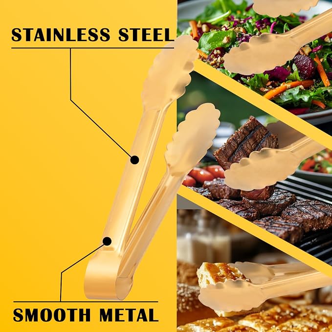 4 Pack Gold Serving Tongs, Metal Serving tongs, - Image 7