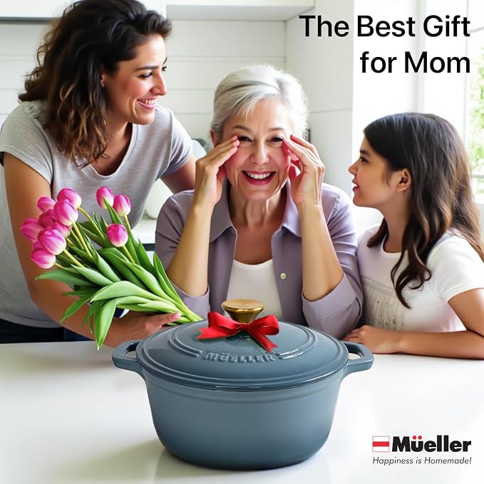 MUELLER HOME 6 Quart Enameled Cast Iron Pot Dutch Oven, Heavy-Duty, Oven-Safe - Image 7