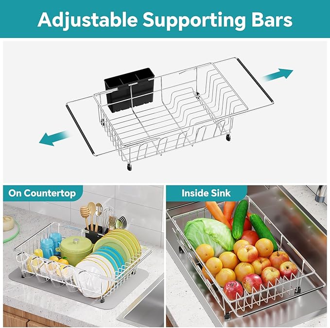 Simple Trending Expandable Dish Drying Rack in Sink, Adjustable Dish Drainers - Image 6