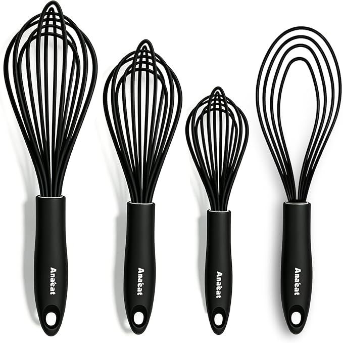 Anaeat Silicone Kitchen Whisk Set of 4, Egg Beater Milk ​Blender by Anaeat