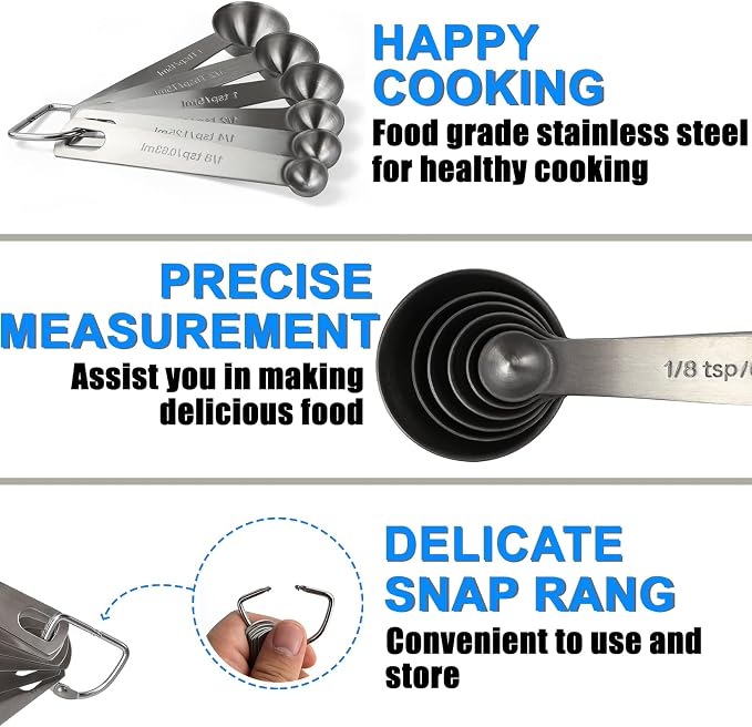 Measuring Spoons, Premium Heavy Duty Stainless Steel Measuring Spoons Cups Set - Image 3
