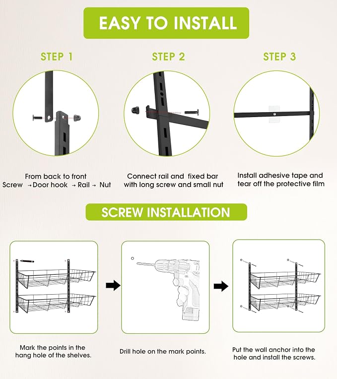 Mefirt Over The Door Pantry Organizer, Wall Mount Spice Rack, Pantry Hanging - Image 2
